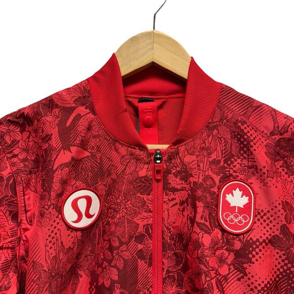 Lululemon Team Canada Women's Vented Jacquard Bomber Jacket Red Size 6 - Picture 6 of 14